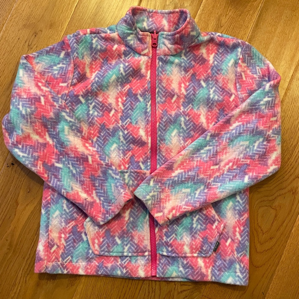Eddie Bauer Girl’s Zip Up Fleece- pink purple and blue